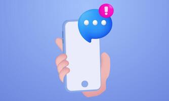 3d realistic speech bubbles on mobile phone cartoon style design vector