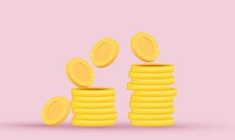 unique 3d realistic set gold coin icons stack new concept design vector