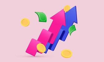3d realistic arrow coin stacks new concept design vector
