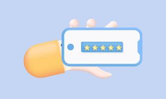 3d realistic phone customer feedback hand cartoon style new concept design vector