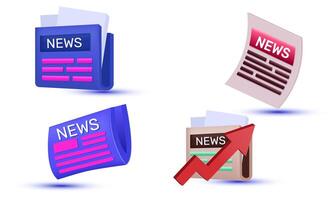 3d realistic set collection icon world news design vector