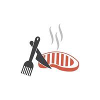 Beef steak fork and knife illustration vector