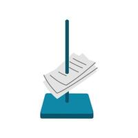 design element illustration of a note, a bill impaled on a nail indicating an order has been completed. Design element of a product sales note vector