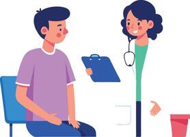 Illustration of a doctor consulting with a patient for a medical examination vector