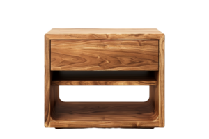 Wooden Bedside Table With Single Drawer and Shelf png