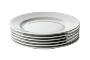 Stack of White Ceramic Dinner Plates png