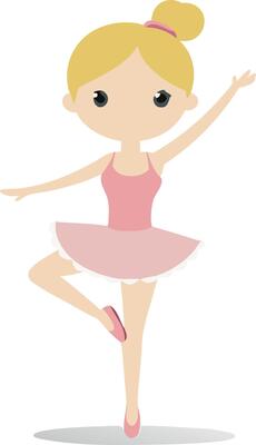 Cute ballerina in pink tutu performing ballet dance on white background
