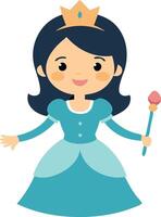 A cartoon princess is holding a wand and smiling vector