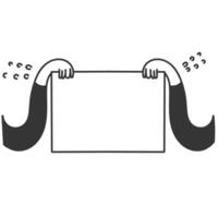 hand drawn doodle person holding blank mock up banner frame vector