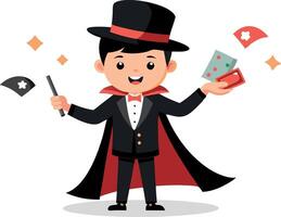 A young man in a black suit and hat is holding a deck of cards vector