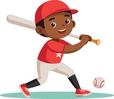 A young boy is playing baseball and smiling vector