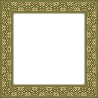 square gold with green border, frame, Pompeii. Rectangle Neopolitan ornament. Art of Ancient Rome. Template for stained glass vector