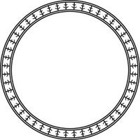 monochrome black round Yakut ornament. Endless circle, border, frame of the northern peoples of the Far East. vector