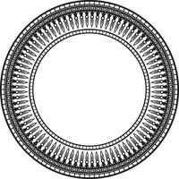 monochrome round ornament of ancient Egypt. Circle Border, frame in pyramids. vector