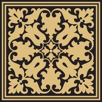square golden with black ornament of ancient Rome. Roman classical European pattern, tile. vector