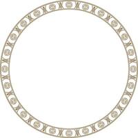 gold round Chinese ornament. Circle border, east asian frame. Korea pattern, Taiwan, Hong Kong. vector