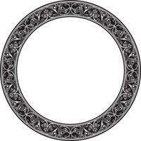 monochrome round oriental ornament. Arabic patterned circle of Iran, Iraq, Turkey, Syria. Persian frame, border. For sandblasting, laser and plotter cutting. vector