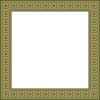 gold with green square Egyptian ornament. Rectangle, frame, ancient Egypt.Pattern of lotus flowers and sun vector