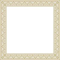 square gold border, frame, Pompeii. Rectangle Neopolitan ornament. Art of Ancient Rome. Template for stained glass vector