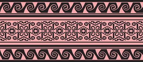 seamless pink and black border ornament. Native American tribes framework. vector