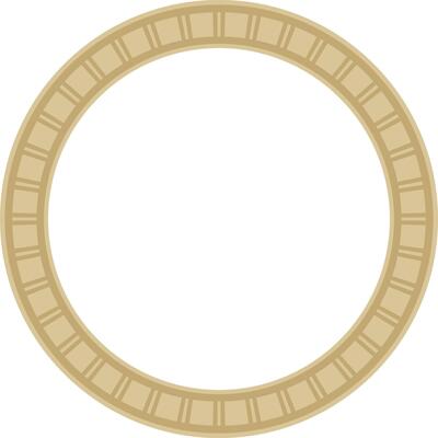 golden round Egyptian ornament. Circle, frame, ring of ancient Egypt.Pattern of lotus flowers and sun