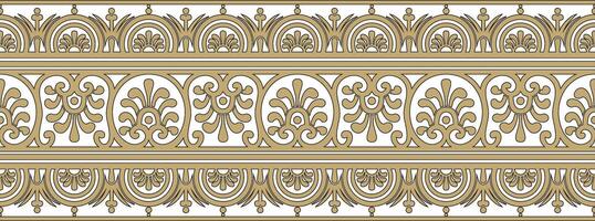 seamless gold and black border, Pompeii frame. Endless Neopolitan ornament. Art of Ancient Rome. vector