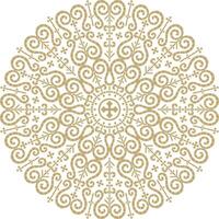 gold round Yakut ornament. Endless circle, border, frame of the northern peoples of the Far East. vector