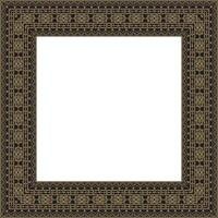 golden and black square Yakut ornament. An endless rectangular border, a frame of the northern peoples of the Far East. vector