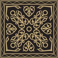 golden and black square Yakut ornament. An endless rectangular border, a frame of the northern peoples of the Far East. vector
