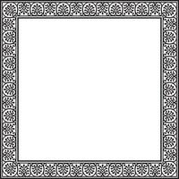 square black monochrome border, frame, Pompeii. Rectangle Neopolitan ornament. Art of Ancient Rome. Template for stained glass vector