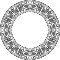 monochrome black round Yakut ornament. Endless circle, border, frame of the northern peoples of the Far East. vector