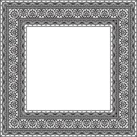 square black monochrome border, frame, Pompeii. Rectangle Neopolitan ornament. Art of Ancient Rome. Template for stained glass vector