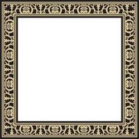 square gold with black border, frame, Pompeii. Rectangle Neopolitan ornament. Art of Ancient Rome. Template for stained glass vector