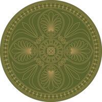 green with gold round ancient Byzantine ornament. Classical circle of the Eastern Roman Empire, Greece. Pattern motifs of Constantinople vector