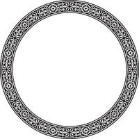 monochrome black round Yakut ornament. Endless circle, border, frame of the northern peoples of the Far East. vector