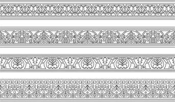 seamless black contour border, Pompeii frame. Endless Neopolitan ornament. Art of Ancient Rome. Template for stained glass. vector