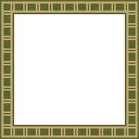 gold with green square Egyptian ornament. Rectangle, frame, ancient Egypt.Pattern of lotus flowers and sun vector