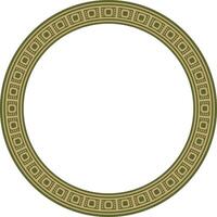 gold with green round Egyptian ornament. Circle, frame, ring of ancient Egypt.Pattern of lotus flowers and sun vector