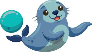 Happy seal playing with a ball vector