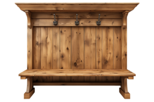 Wooden Hall Tree With Bench and Hooks png