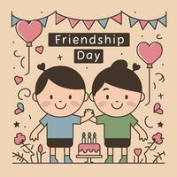 Friendship Day - friends hugging and having fun vector