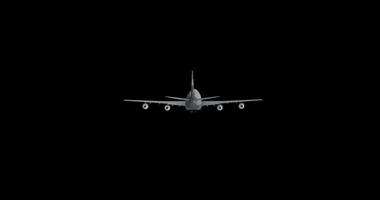 Airplane take-off. Plane raises landing gear during take off. Airliner flight on isolated background with alpha channel video