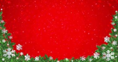 Christmas snowflakes on red background. Seamlessly looped festive, New Year animation with place for text video