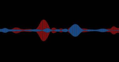 A blue and red line waveform. Seamless loop audio visualisation video