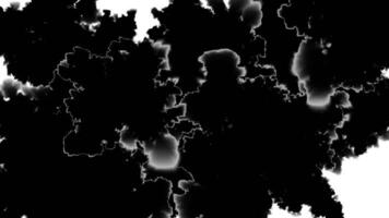 Black ink spreading from white to black transition with alpha channel. Drops of black paint fills the screen on transparent background video