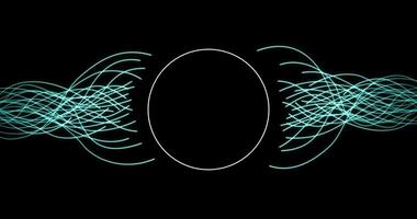 Futuristic audio waveform isolated on black solid. Seamless loop animation of moving sound wave video