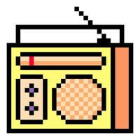 Radio in pixel art style. Retro old radio vector