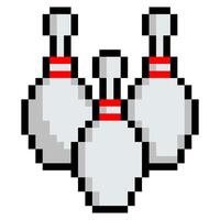 Bowling pin in 8 bit pixel art style vector