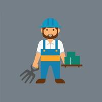 worker and builder wearing construction hat and tools vector