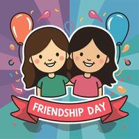 Friendship Day - friends hugging and having fun vector